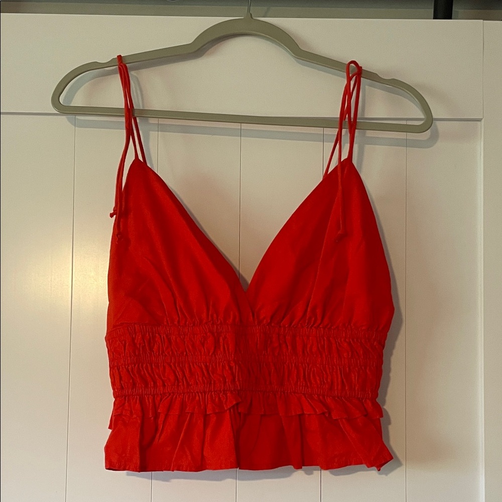 Vibrant Red Women's Crop Top with Adjustable Straps